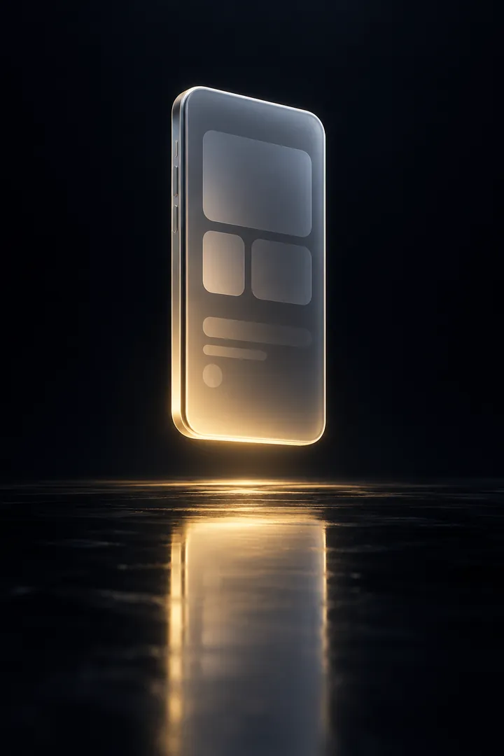 Frosted glass phone with a gold glow